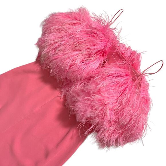 David Koma High Slit Feather Bra Dress in‎ Pink - Picture 10 of 16